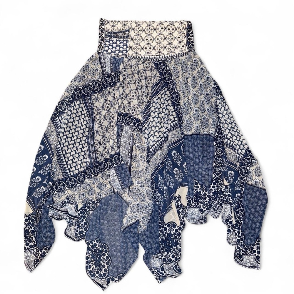 Y2K international concepts Foldover patchwork print asymmetrical midi skirt sz M